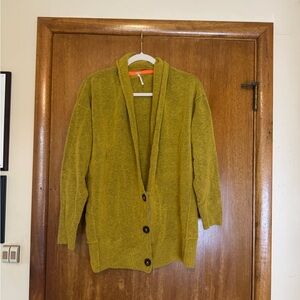 Free People Eucalyptus Green Moss Lime Cardigan Oversized Schoolboy